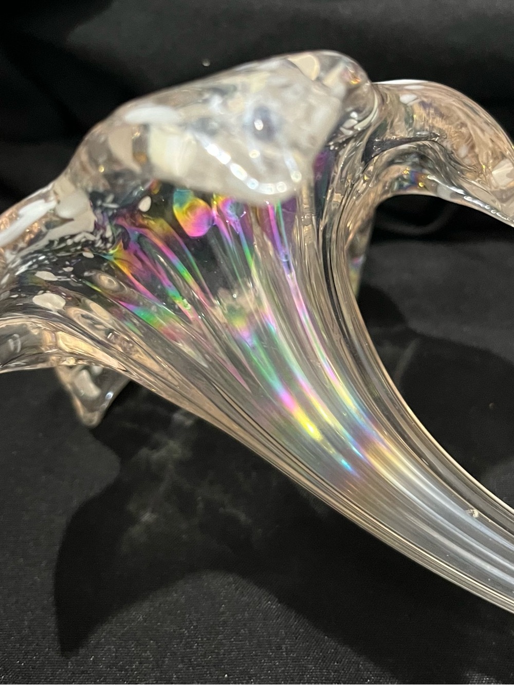 Silvestri Blown Glass Lily Stem Clear Iridescent Lustre Flower 7" - Picture 8 of 10